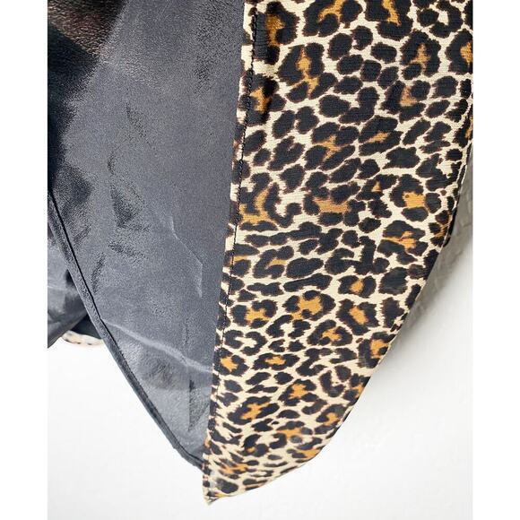 J. Crew Women's Tan Black Leopard Print Ruffle Neck Short Sleeve Peplum Blouse - Picture 9 of 12